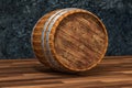 Wooden winery barrel with dark rust background, 3d rendering