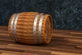 Wooden winery barrel with dark rust background, 3d rendering