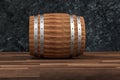 Wooden winery barrel with dark rust background, 3d rendering