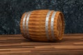 Wooden winery barrel with dark rust background, 3d rendering