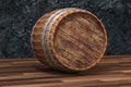 Wooden winery barrel with dark rust background, 3d rendering