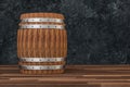 Wooden winery barrel with dark rust background, 3d rendering