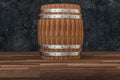 Wooden winery barrel with dark rust background, 3d rendering
