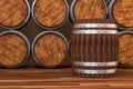 Wooden winery barrel with warm color background, 3d rendering