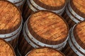 Wooden winery barrel with warm color background, 3d rendering