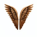 Wooden wings isolate on white background.Imaginative elements.generative AI