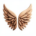 Wooden wings isolate on white background.Imaginative elements.generative AI