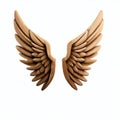 Wooden wings isolate on white background.Imaginative elements.generative AI