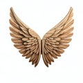 Wooden wings isolate on white background.Imaginative elements.generative AI