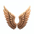 Wooden wings isolate on white background.Imaginative elements.generative AI