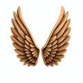 Wooden wings isolate on white background.Imaginative elements.generative AI