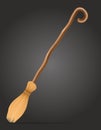 Wooden witch magic broomstick vector illustration