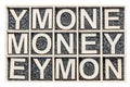 Wooden word MONEY on black sand Royalty Free Stock Photo