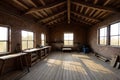 Wooden workbench room