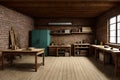 Wooden workbench room