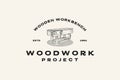 Wooden workbench woodworking logo template