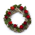 Wooden wreath with red roses