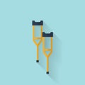 Woodent crutch flat icon. Health care.