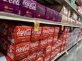 Woodinville, WA USA - circa April 2022: Angled view of Coca Cola products for sale in the soft drink aisle inside a Haggen grocery