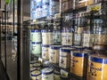 Woodinville, WA USA - circa April 2022: Angled view of gallons of Tillamook ice cream in the freezer section of a Haggen Northwest