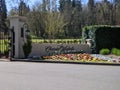 Woodinville, WA USA - circa April 2021: View of the entrance to Chateau St. Michelle`s winery grounds on a bright, sunny spring Royalty Free Stock Photo