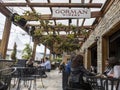 Woodinville, WA USA - circa August 2021: People dining and drinking in Woodinville`s famous wine country area in the heart of