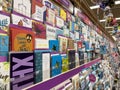 Woodinville, WA USA - circa December 2022: Angled, selective focus on greeting cards for sale inside the gift section of a Haggen Royalty Free Stock Photo