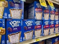 Woodinville, WA USA - circa December 2022: Angled, selective focus on Pop Tarts toaster pastries for sale inside a Haggen grocery Royalty Free Stock Photo