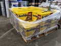 Woodinville, WA USA - circa March 2021: View of a pallet full of Duraflame fire logs in the lumberyard of a hardware store