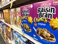 Woodinville, WA USA - circa November 2022: Close up view of a variety of breakfast cereals for sale inside a Haggen grocery store