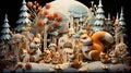 woodland animals exchanging gifts in the snowy forest 3D tile art