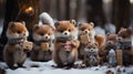 woodland animals exchanging gifts in the snowy forest 3D tile art