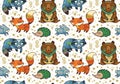 Woodland annimals seamless pattern