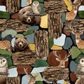 Whimsical Forest Animals Seamless Pattern Royalty Free Stock Photo