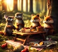 Woodland critters picnic Royalty Free Stock Photo