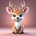 Woodland Elegance: 3D Illustration of a Cute Deer