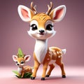 Woodland Elegance: 3D Illustration of a Cute Deer