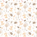 Woodland pattern with foxes