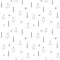 Woodland Seamless pattern, Forest background. Cute cartoon trees and plants vector illustration Royalty Free Stock Photo