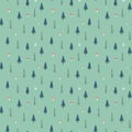 Woodland Seamless pattern, Forest background. Cute cartoon trees and plants vector illustration Royalty Free Stock Photo