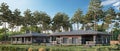 Woodland townhouse village / gated community, 3d render