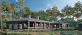 Woodland townhouse village / gated community, 3d render