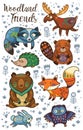 Woodland tribal animals vector set Royalty Free Stock Photo