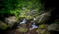 Small Waterfalls in the Derbyshire Peak District National Park. Shot with slow shutter speed. Royalty Free Stock Photo