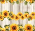 Woodland Wonder Sunflowers Blooming on a Seamless Background Royalty Free Stock Photo