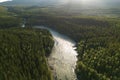 Woodlands and the River of Nordland County Norway Aerial View