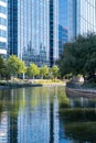 The Woodlands, Texas, USA. October 14, 2022. The Waterway in the Woodlands, Texas winds its way past tall, glass highrises