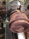 On the Woodlathe--Cocobolo Lid Being Crafted Royalty Free Stock Photo