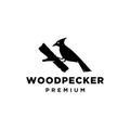 Woodpecker Cardinal Bird and a log or branch Logo Symbol vector icon Design Illustration