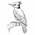 Woodpecker Coloring Page: High-contrast Realism Illustration For Children